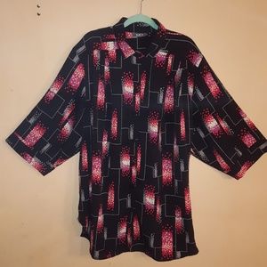 Brand New Plus Size Button Black, White & Red Top